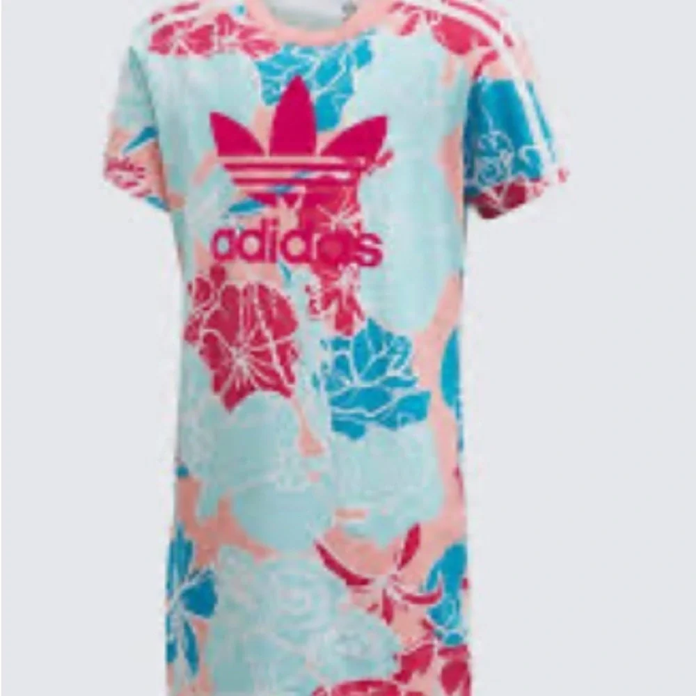 Adidas tee shirt dress pink flowers